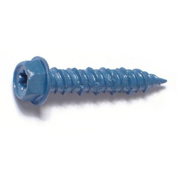 Torquemaster Masonry Screw, 1/4" Dia., Hex, 1 1/4 in L, Steel Blue Ruspert, 100 PK 54266